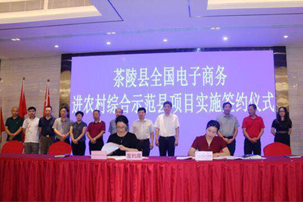 湖南茶陵县县长江小忠江南平台进行签约